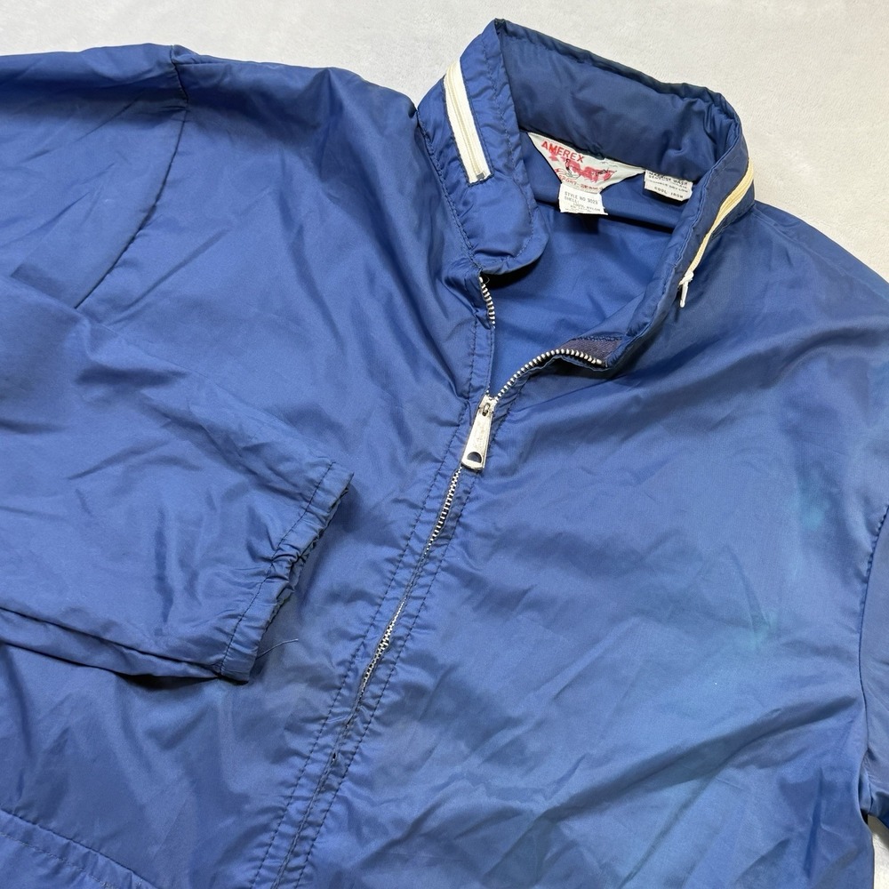 Vtg 70s 80s Amerex Sports-Series Mens Full Zip Track Jacket Small Blue Stripe